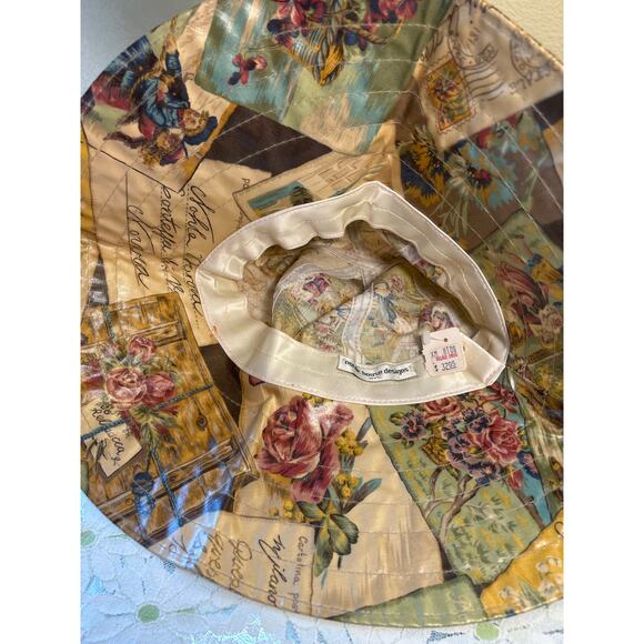 Vtg Nordic House Design Floppy Hat Vinyl Floral Vtg Design Sun Hat - Picture 5 of 7